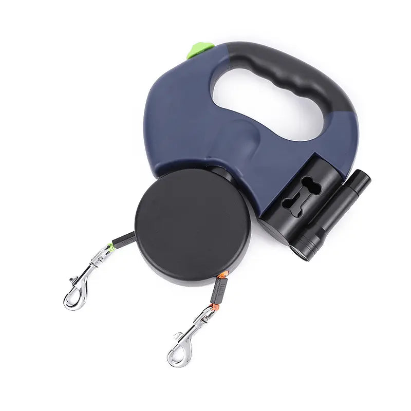 Reflective nylon strap on LED retractable dog leash for safety