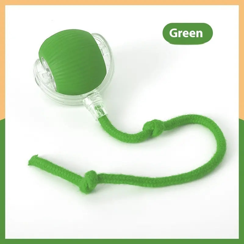 Green silicone lip balm with a rope on a white background